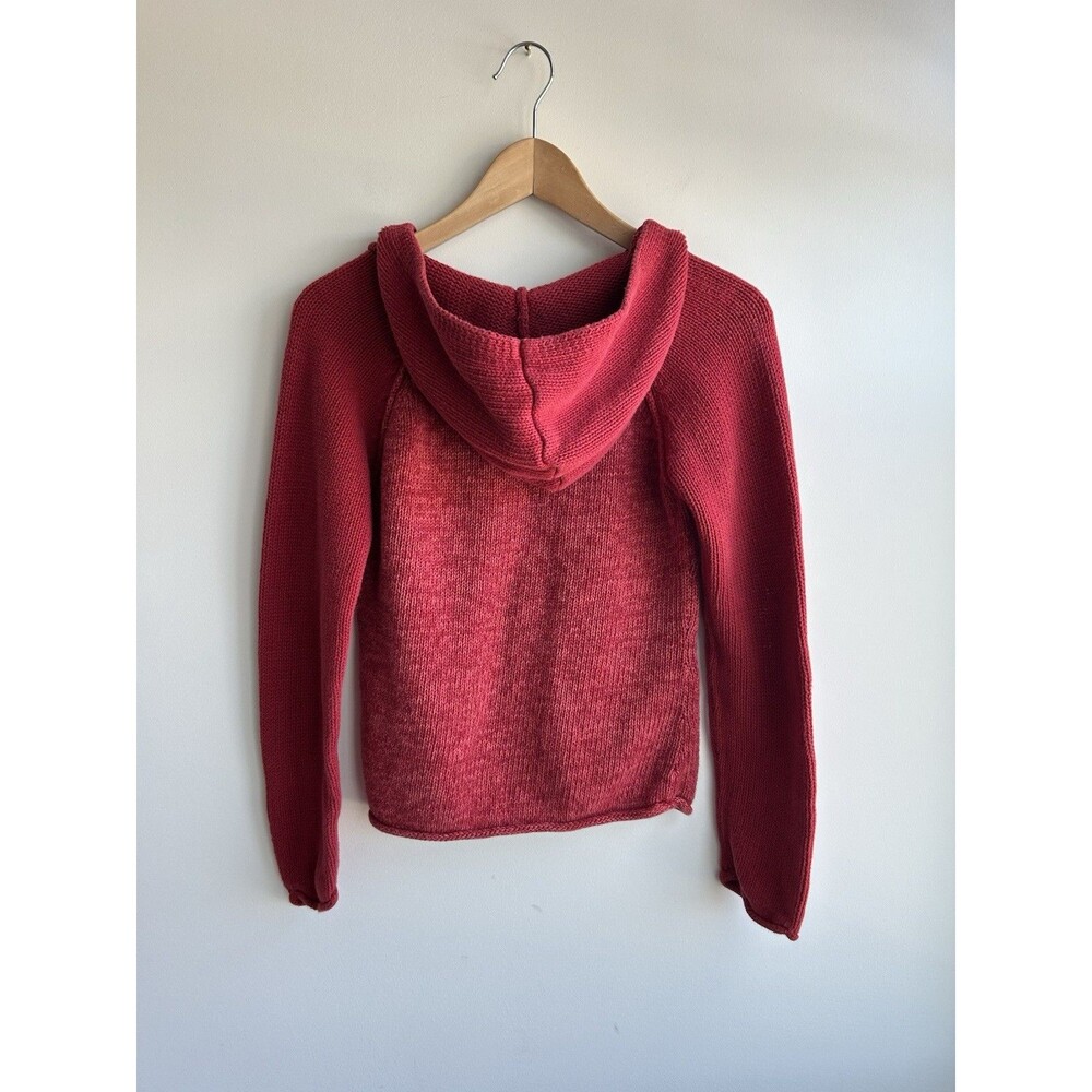 Vintage Y2K Arizona Red Knit Hooded Sweater Cotton Size M - Picture 7 of 10